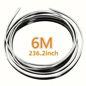 6M Car Door Chrome Moulding Trim Strip Edge Scratch Guard Protector Cover Strip Roll Chrome Styling Moulding Trim Strip