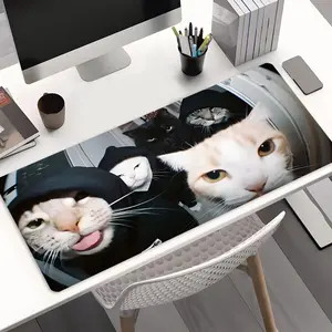 1 Pcs Extra Large Funny Cat Mouse Pad Street Style Desk Mat, Non-Slip Extended Keyboard Pad for Gamers & Home Office, Desk Accessories
