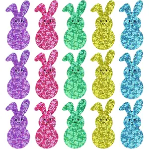 Easter Bunny Stickers 600 count Holographic Bunny  Stickers 1.6 Inch Easter Basket Egg Sticker 5 Colors Self-Adhesive Spring  Sticker for  Adult Envelope Seal Card