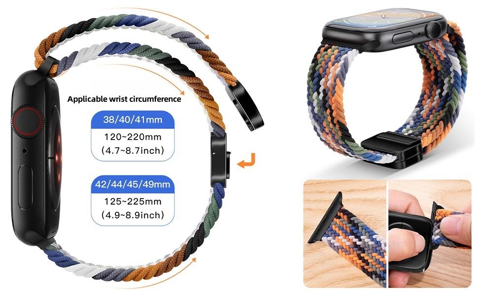 Magnetic Nylon Braided for Apple  Breathable Stylish Compatible with iWatch Series Multiple Colors Braided Design solace adapt loops Stretchy Galaxy  Camouflage strap Watch Elastic Band Solo Loop