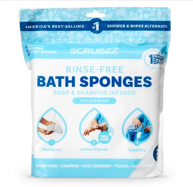 Disposable Rinse Free Bathing Wipes - 25 Pack - All-in-1 Single Use Shower Wipes, Simply Dampen, Lather, and Dry Without Shampoo or Rinsing