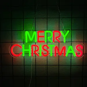 Merry Christmas Neon Signs Red Green Merry Christmas Neon Light  Neon Light with Switch Novelty Lighting for Wall Decor Christmas Party Kids Room New Year Wedding Birthday Party USB Powered Easy to Hanging