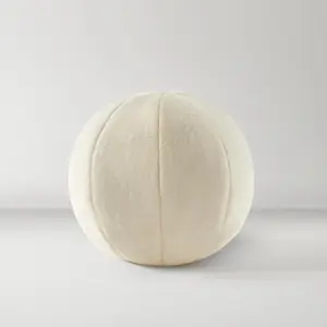 Z Gallerie Faux Sherpa Ball Pillow 12" Tactile Ivory Modern Soft Cushions Floor Cushion
