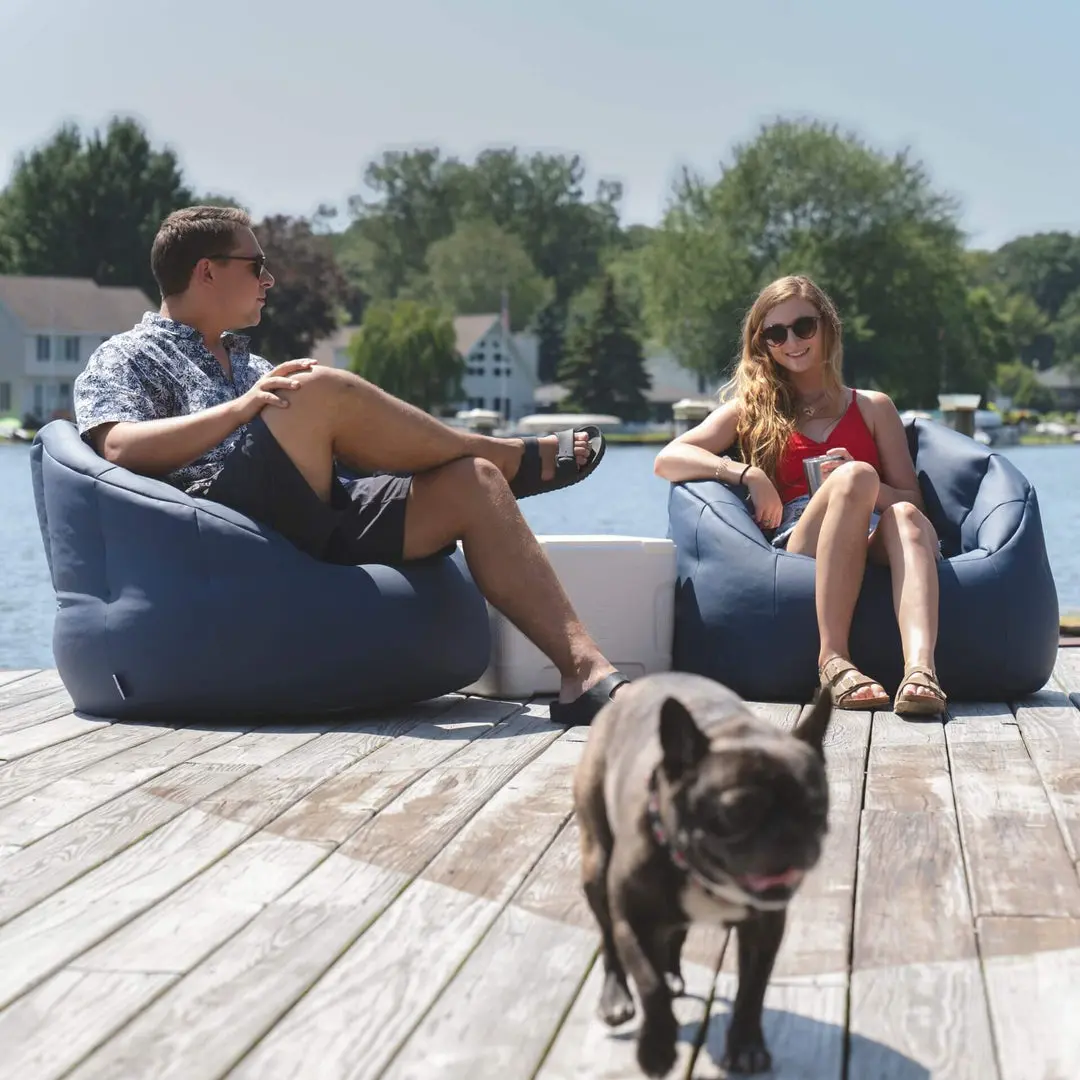Navy Marine Vinyl Milano Outdoor Bean Bag Chair