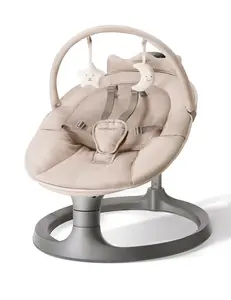 Momcozy 2-in-1 Electric Baby Swing, Dual-Arm Support System & Parent-Inspired Motions, Convertible to Toddler Seat up to 66 lbs, Adjustable Height, Lightweight, Khaki