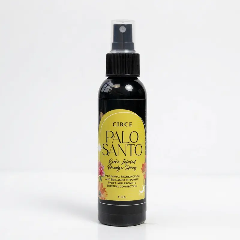 Circe Boutique Palo Santo Smudge Spray 4 oz – Smokeless Energy Cleansing Room Mist with Frankincense & Bergamot Essential Oils | Reiki Infused Spiritual Ritual Spray for Home, Meditation & Aura Clearing | Natural Home Fragrance Purifying Spray