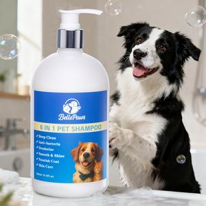 BellePaws Itch-Relieving Shampoo for Dogs & Cats 16.9oz Gentle Amino Acid Cleanse with Mink Oil & Ceramide for Sensitive Skin 7Day Freshness Enhances Coat Shine