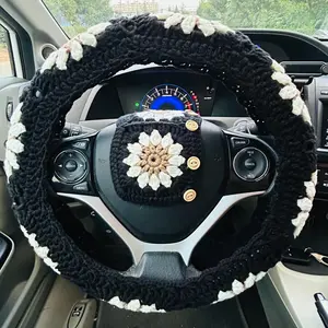 1 Set Daisy Pattern Car Steering Wheel Cover, Universal Breathable Crochet Steering Wheel Cover, Car Interior Accessories, Car Steering Wheel Insert Accessories