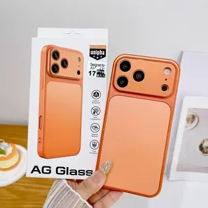 Minimalist Luxury Ag Matte Glass Phone Case, Fits All iPhone Series, Full Lens Protection, Anti-Fingerprint, Magnetic Wireless Charging