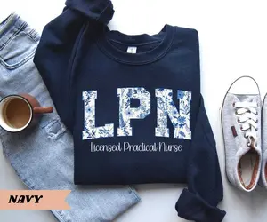 LPN Nurse T-Shirt Licensed Practical Nurse T-Shirt or Sweatshirt ,  Blue Toile LPN Shirt Nurse Gift Lpn Nurse Week Tee LPN Graduation Fabric Cotton