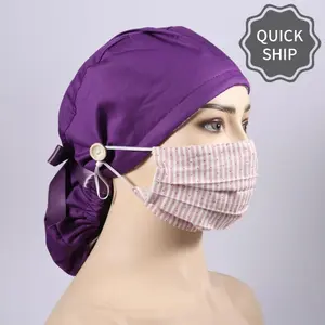 Dark Purple Ponytail Surgical Cap Women,Nurses/Doctor OR Hat ,Women Long Hair,Nurse's Day Gifts