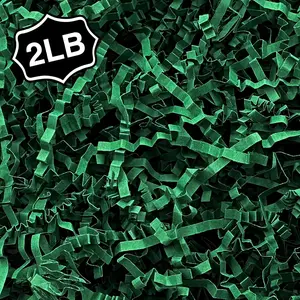 2LB Crinkle Paper Shred Filler for Bag  Box Basket Paper Shreded Stuffing Decoration for Christmas Day Holiday Party (Green)