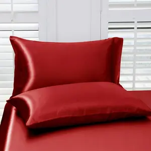 100% Polyester Satin Pillowcase Set, Includes 2 Pillows, Soft Breathable Material, Envelope Opening, Queen Size 20"x30", All Seasons, Silky Satin Bedding