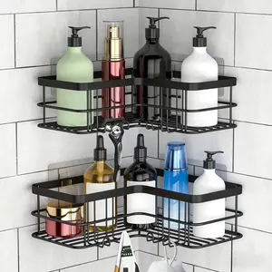 Corner Shower Caddy 2 Pack, No Drill Adhesive Shower Storage Shelves, Rustproof Stainless Steel Wall Mounted Bathroom Organizer Shelf
