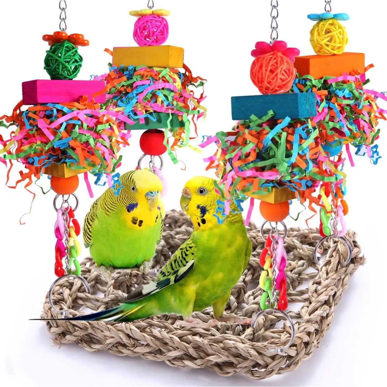 Parakeet Toys Bird Toys Conure Toys Birdcage Stands Bird  Wall Seagrass Woven Hammock Swing Mat for Lovebirds,Cockatiel,Budgie and Other Small to Middle Birds