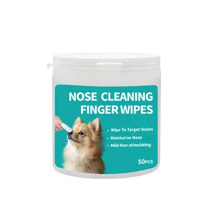 Nose/Teeth/ Ear Cleaning Finger Wipes for Dogs & Cats - 50 Pcs, Wipes to Target Stains, Moisturize Nose, Non-Stimulating, Single Item