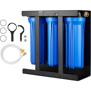 VEVOR RV Water Filter with Bracket, 3-Cartridge 2.5 x 10 in Water Filter System for RVs, Remove Sediments, Chlorine, Bad Tastes, Odors, and Most Contaminants, for Campers, Boats, Vans