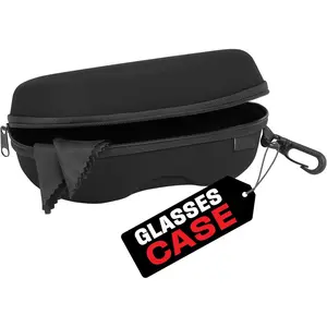 Glasses Case Hard Shell with Velvet Lining, Reinforced Zipper & Belt Clip - Protective Sunglasses or Eyeglass Case for Sunglass or Safety Glasses, Perfect Storage for Travel - For Men and Women