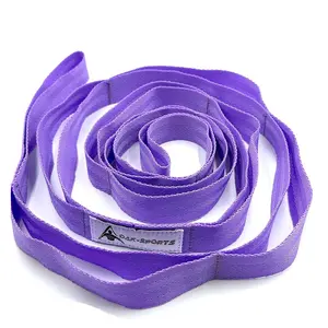 Non-Elastic Stretching Strap with Loops for Yoga Pilates Fitness Includes Workout Guide