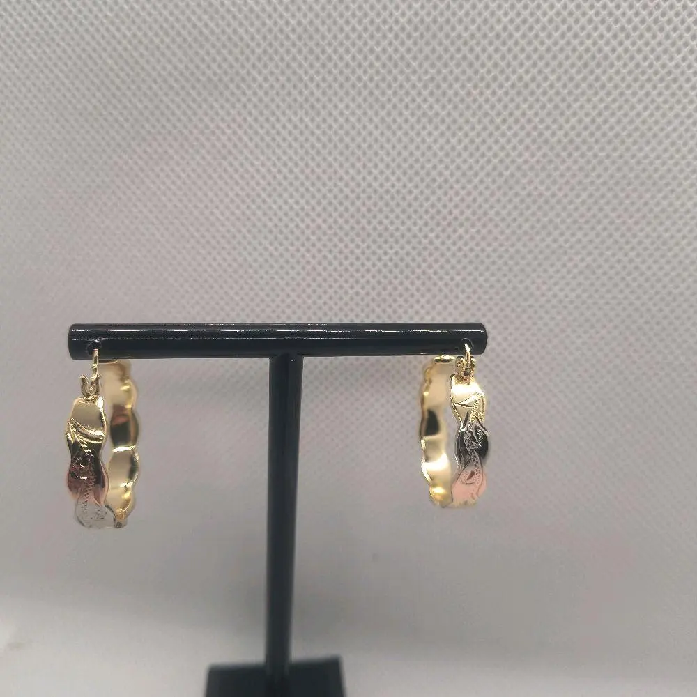 Elegant Tricolor Hoop Earrings for Women, Gold Filled Twisted Clip On Design, Lightweight Statement Jewelry for Gifting, Clip On Earring, Elegant Non-Natural Crystal Earrings