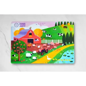 On The Farm Placemat For Toddlers & Kids - Non-Slip Play Mat With Colorful Illustrations Of Farm Life & QR Code Activities - Fun Interactive Learning Activity Mat for Ages 0–7
