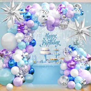 Frozen Balloon Arch Kit – Blue Purple White Balloons for 3rd 4th Princess Birthday Party