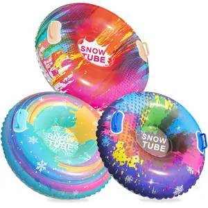 3 Pack Snow Tubes Sleds for Sledding, Big Inflatable Snow Tube Sled Heavy Duty with Handles for Winter Outdoor Sports Toys