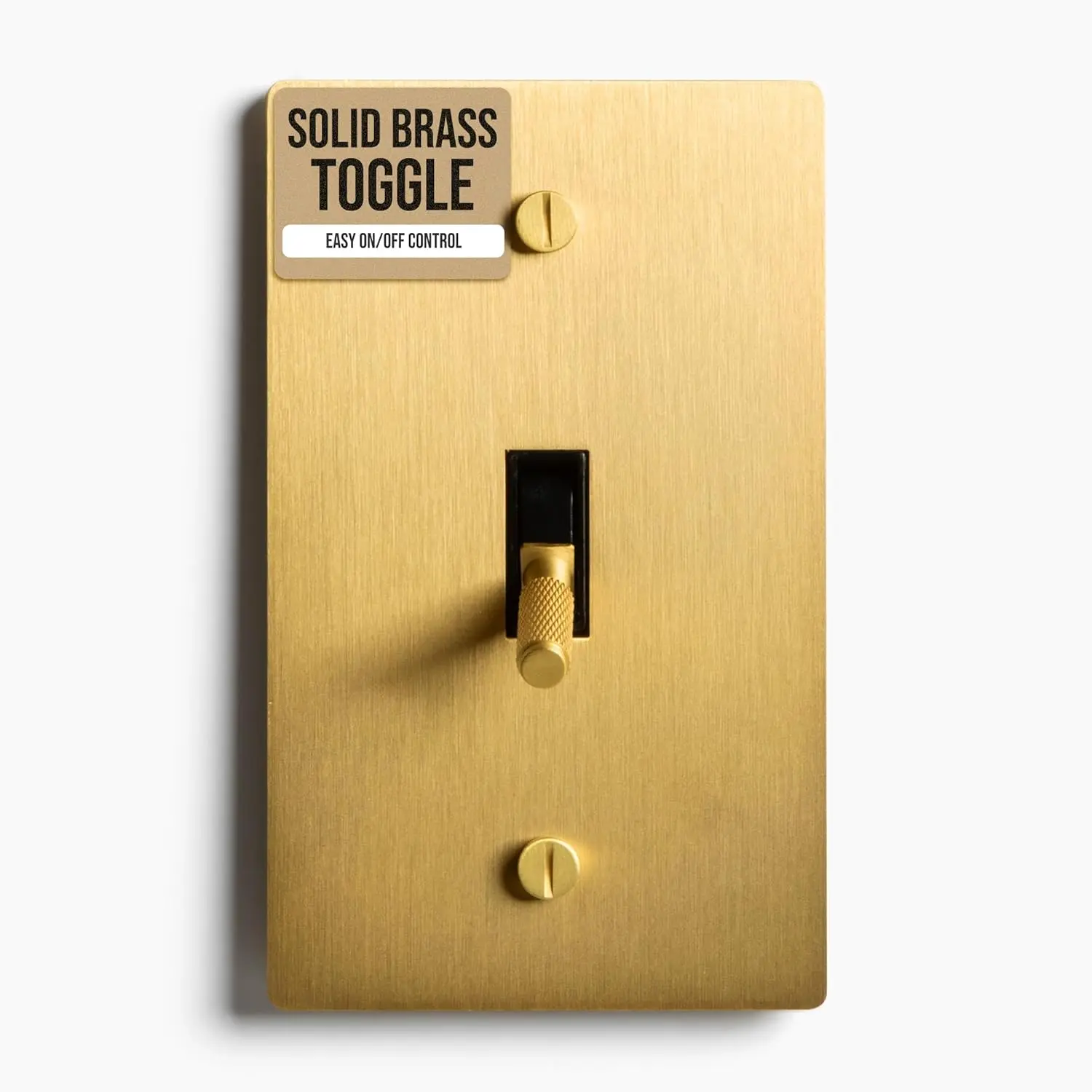 Satin Solid Brass Plated Toggle Switch, 15A 120V AC Wall Mount, 3-Way Compatible Vintage Style Single Pole with Faceplate & Switch Module