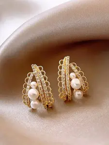 Elegant French Lace Imitation Pearl Earrings Studs, Versatile Earrings, Vintage High-End Light Luxury, Casual Daily Wear, Unique Women's Jewelry, Ear Accessories