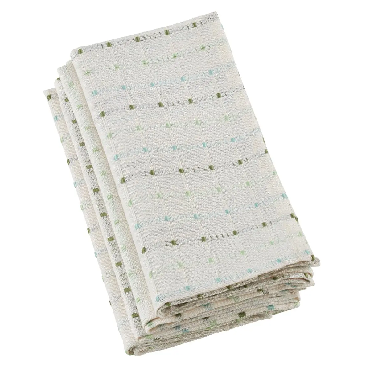SARO 2136.W20S Stitched Line Design Cotton Blend Napkins White - Set of 4