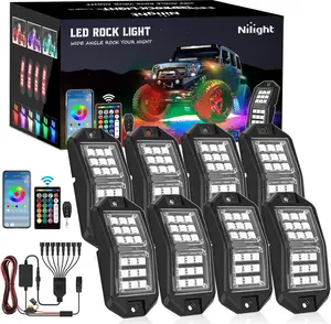 Nilight RGB LED Rock Lights Kit 8 PCS 18LED Wide Angle Wheel Well Light with Remote & Bluetooth App Dual Control Multi Modes Underglow Multicolor Neon Pod for ATV UTV SUV Offroad Truck RZR Boat Car Accessories  dealsforyoudays