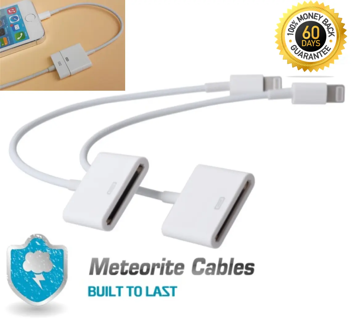2x 8pin to 30pin Charge Sync Cable Adapter Converter Cord for iPhone/iPod/iPad White Charging Charger