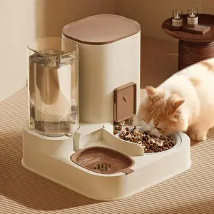 2-in-1 Automatic Pet Feeder & Water Dispenser, Gravity Food Bowl for Dogs Cats，No-Plug Feeding Station dog repellent device