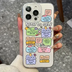 Cartoon English Slogan Pattern Phone Case, Full Body Shockproof Protection Phone Protective Cover, Fashion Phone Accessories Compatible with iPhone 11 12 13 14 15 Pro Max