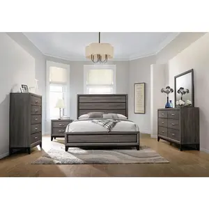 Watson Bedroom Set Grey Oak and Black Coaster Queen 4 Piece