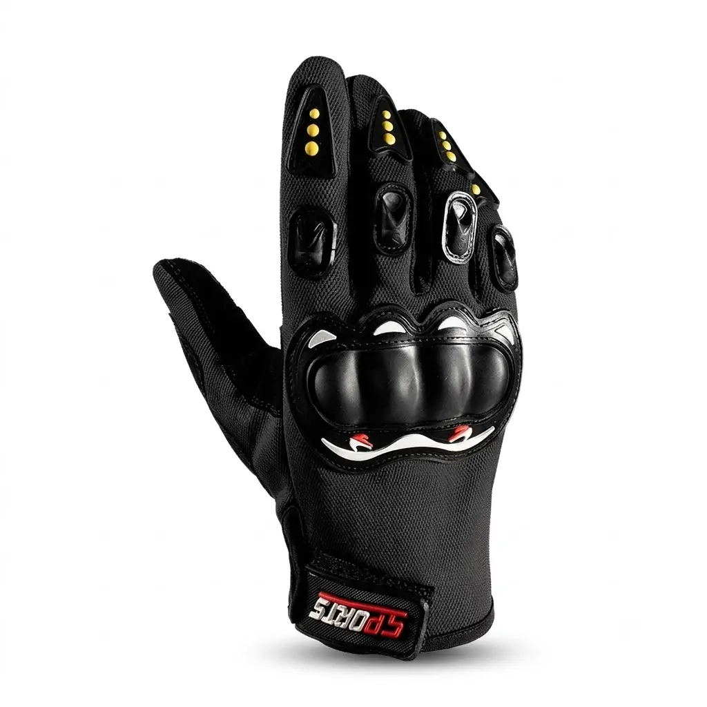 off road Breathable Touchscreen Motorcycle Gloves - Anti-Slip Grip, Hard Knuckles Protection, Palm Pads - ATV/MTB Cycling, Road Racing Use, Red, Size L
