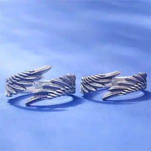 Couples simple daily angel wings open ring retro fashion trend personality niche jewelry Couples simple daily angel wings open ring retro fashion trend personality niche jewelry
