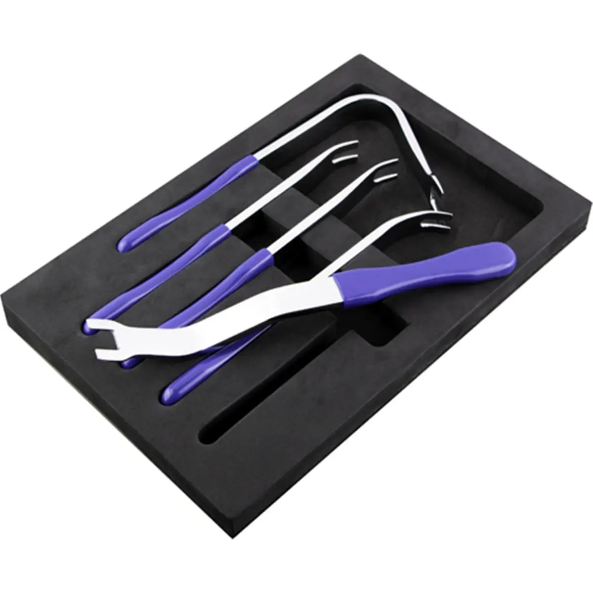 212 MAIN Calvan CV113 5-Piece Clip Lifter Set - Upholstery Tool, Door Panel Tool, Plastic Clip Remover, Plastic Fastener Remover, Rubberized Handles, Chrome Finish, Removing Plastic Fasteners