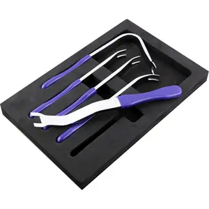 212 MAIN Calvan CV113 5-Piece Clip Lifter Set - Upholstery Tool, Door Panel Tool, Plastic Clip Remover, Plastic Fastener Remover, Rubberized Handles, Chrome Finish, Removing Plastic Fasteners