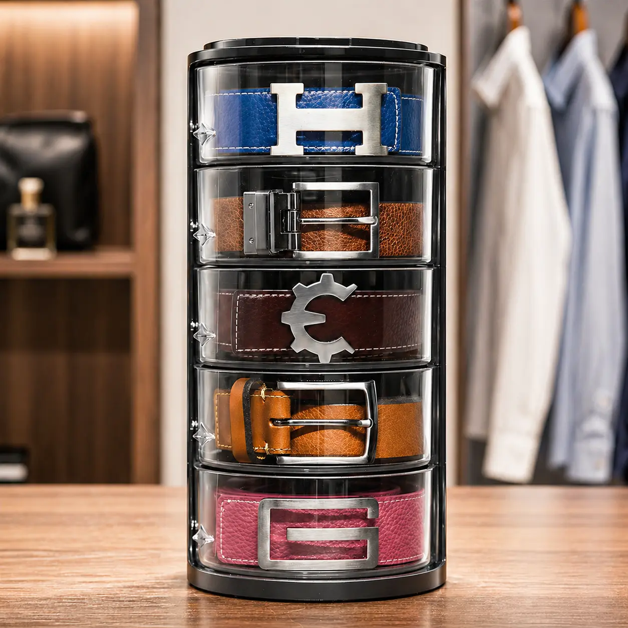 Rotating Belt Organizer — Display Every Belt at a Glance