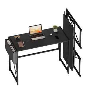 Garvee Space-Saving Folding Computer Desk with Storage Bag & Hook – Sturdy Home Office Writing Table – Folding Small Workstation for Bedroom, Apartment – Easy to Fold