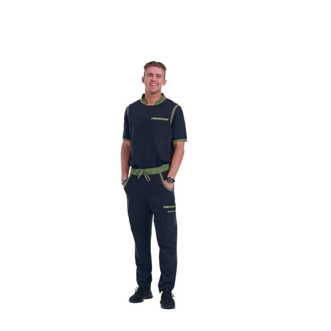 Men's Jet Black / Olive Straight Leg Scrub Pants