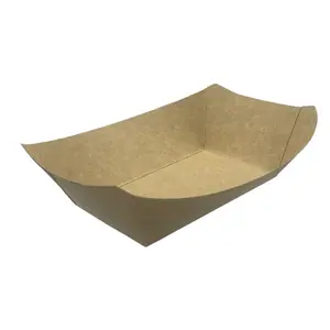 2LB Kraft Paper Food Tray 250 Pack - PE Lined Grease-Resistant Microwaveable BPA-Free Disposable for French Fries & More