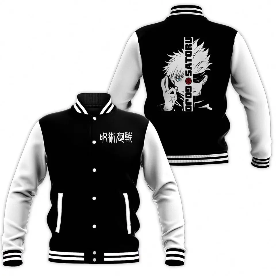 Anime JJS Kaisen Gojo Satoru Baseball Jacket Men Women Fashion Anime Jacket