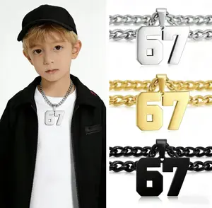 Polished Stainless Steel Sports Number '67' Necklace Extended 60cm Hip-Hop Style Thickened Construction Upgraded Version Ideal for Men Versatile Gift