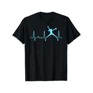 Light Blue Softball Pitcher Heartbeat - Fastpitch Softball T-Shirt Casual Round Neck Tee for Boys & Girls, Spring Summer Holiday Apparel Clothing, Durable Summer Clothing Best Gift for Boy Girl (3-13Y)