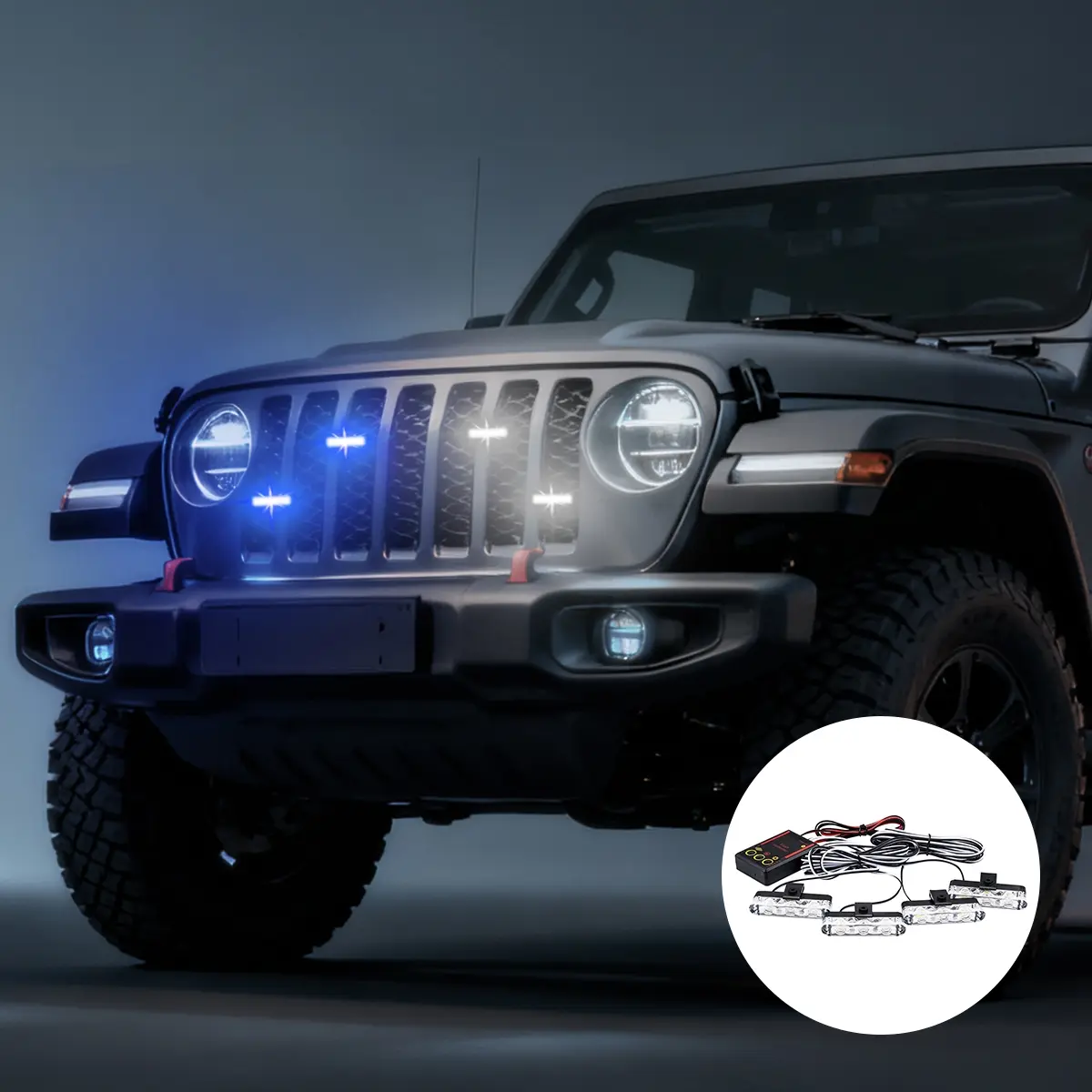1in4 3LED Car grille light remote control clip multi-mode strobe opening red and blue flashing warning light Led Light Bar