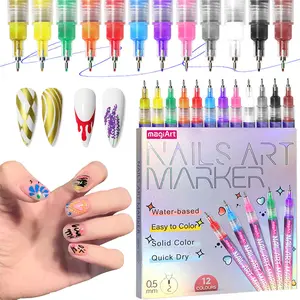 1 Set 12-color Acrylic Paint Pen, Quick Drying Nail Doodle Pen, 3D Dot Embroidery mma acrylic nail - On Nails Quick Drying Dot Stitching Nail Art Pen for Home and Salon DIY, Nail Care Cutics Manicure Polish Cosmetic