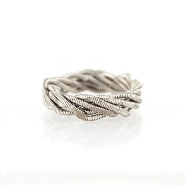 Hammered Guitar String Ring: Bronze, Silver, Copper Color Options