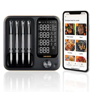 Wireless Meat Thermometer with 4 Probes, INKBIRD WiFi Meat Thermometer Digital Wireless for Rotisserie Grill Oven,Unlimited Range Dishwasher Waterproof Bluetooth Thermometer for iOS & Android summervibes